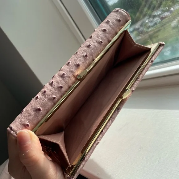 Pink Ostrich-Embossed Wallet - Picture 5 of 9
